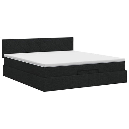 Ottoman bed met matras met hoofdeinde Zwart 160 x 200 cm Stof
