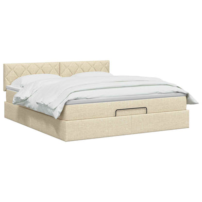 Ottoman bed met matras Crèmekleurig 180 x 200 cm Stof