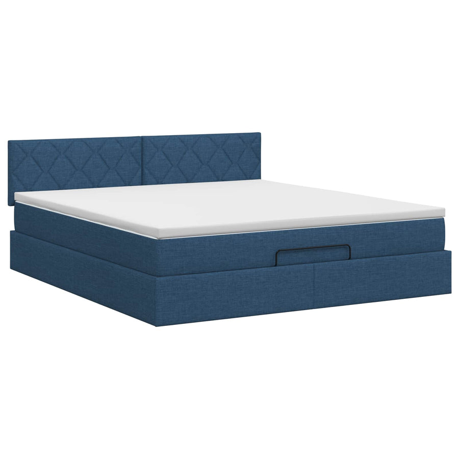 Ottoman bed met matras met hoofdeinde Blauw 180 x 200 cm Stof