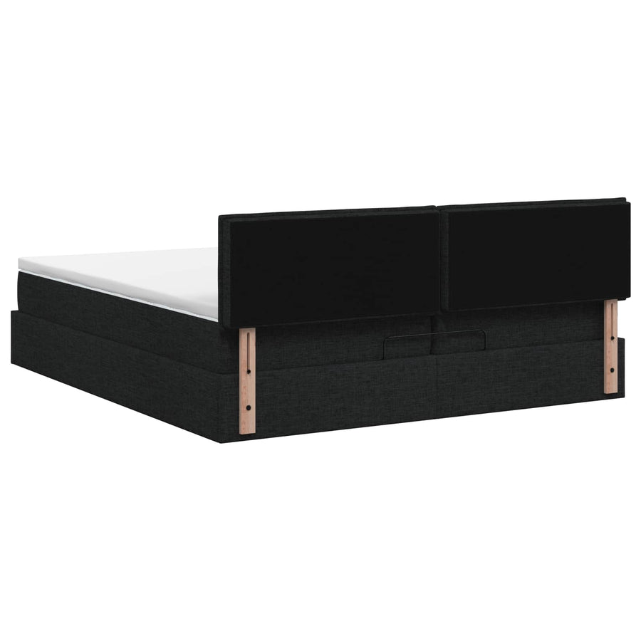 Ottoman bed met matras met hoofdeinde Zwart 200 x 200 cm Stof