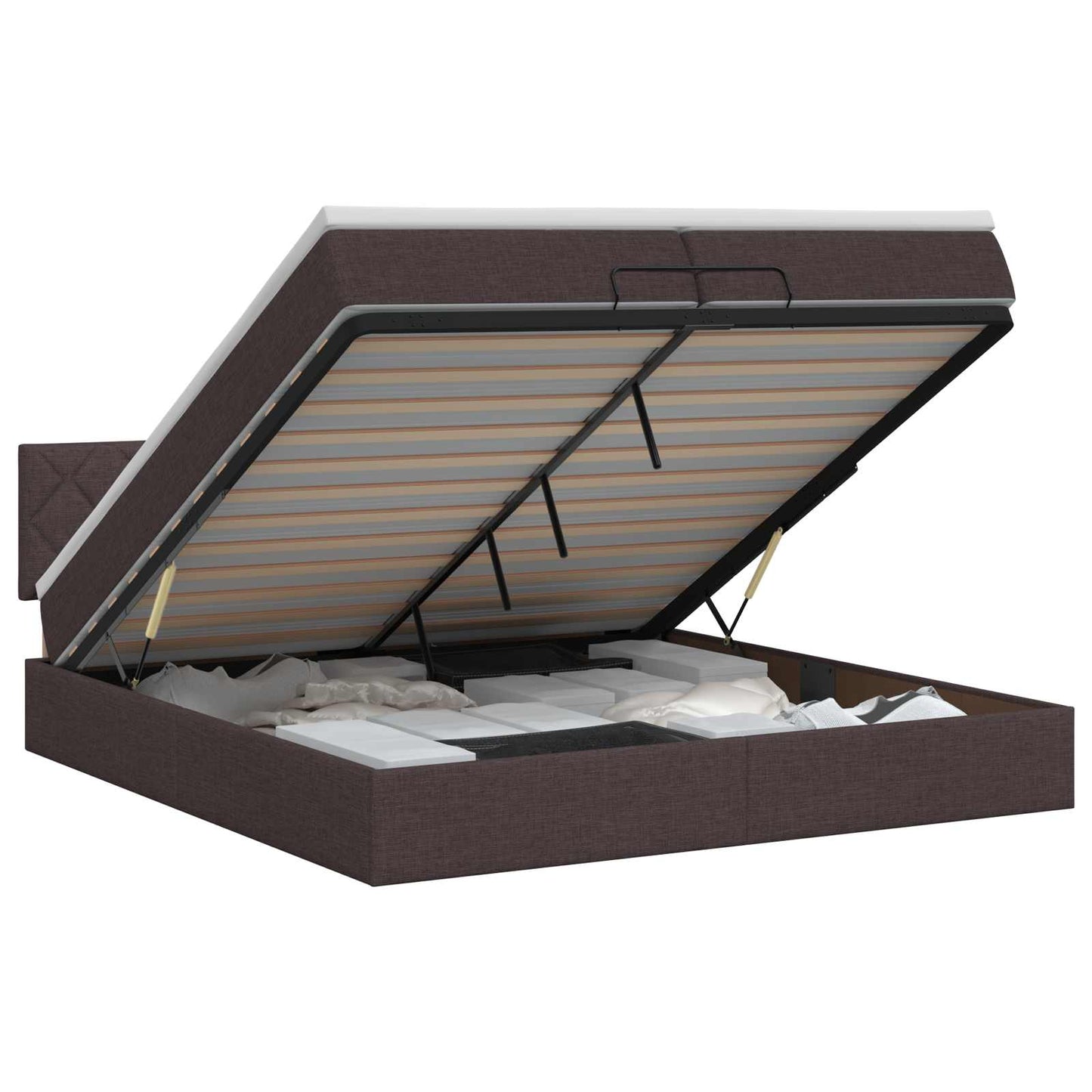 Ottoman bed met matras Donkerbruin 200 x 200 cm Stof