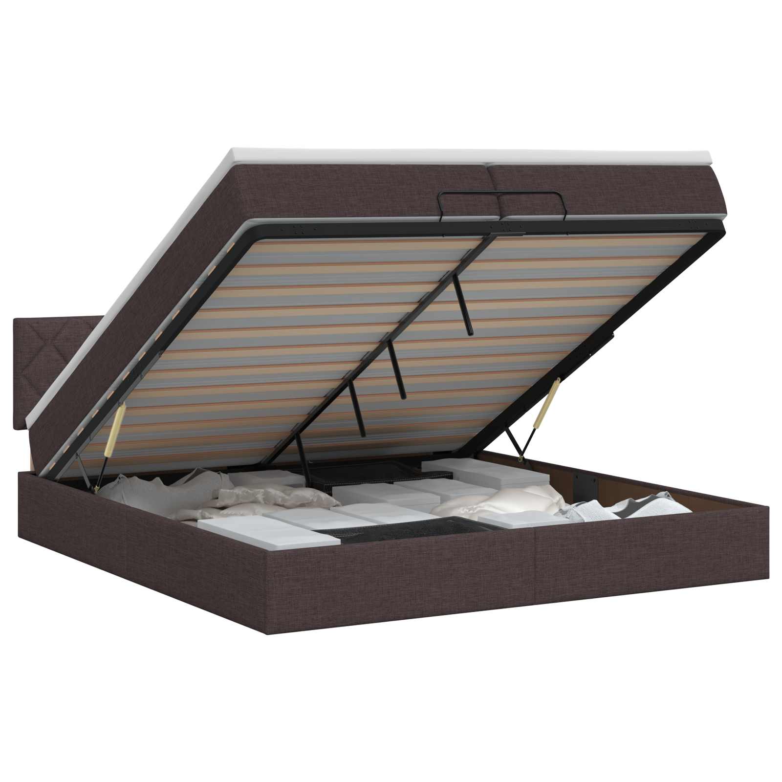 Ottoman bed met matras Donkerbruin 200 x 200 cm Stof