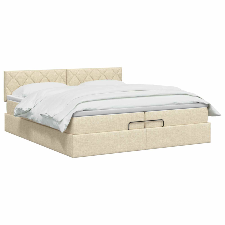 Ottoman bed met matras Crèmekleurig 200 x 200 cm Stof