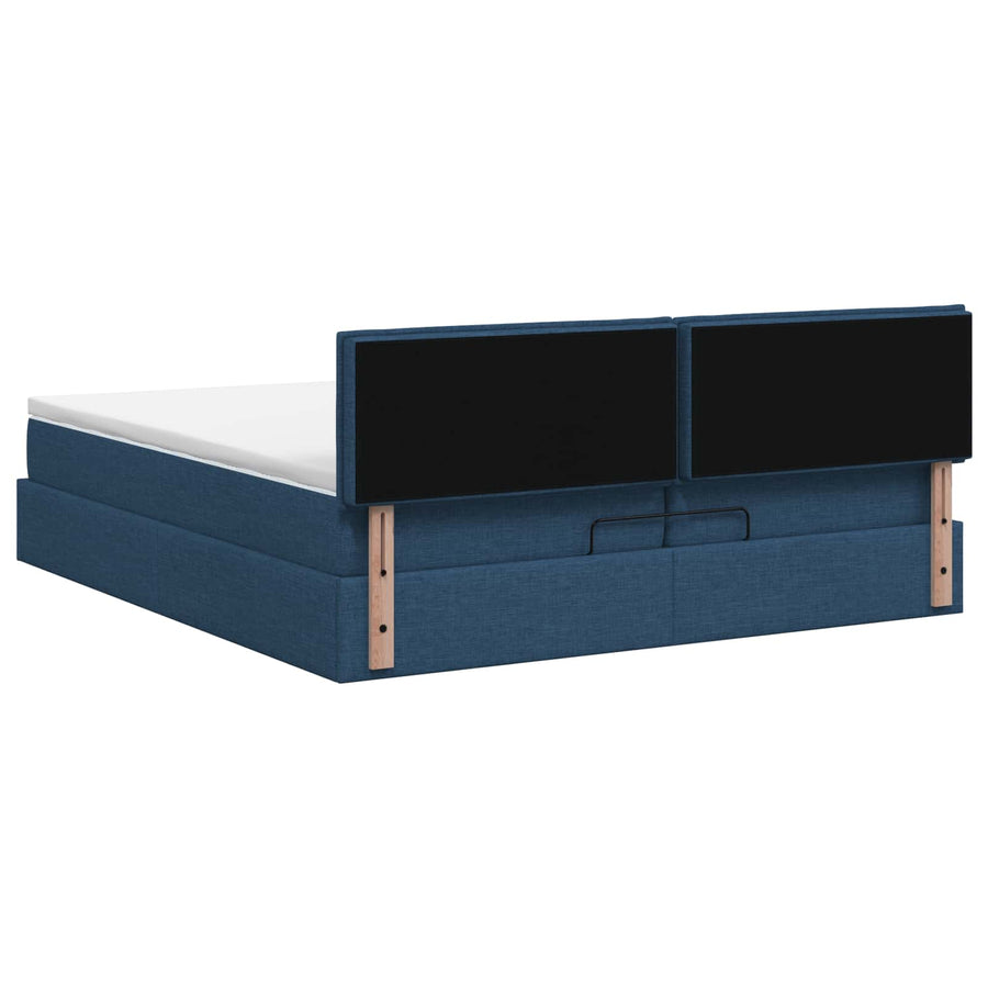 Ottoman bed met matras met hoofdeinde Blauw 200 x 200 cm Stof