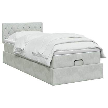 Ottoman bed met matras Lichtgrijs 80 x 200 cm Fluweel