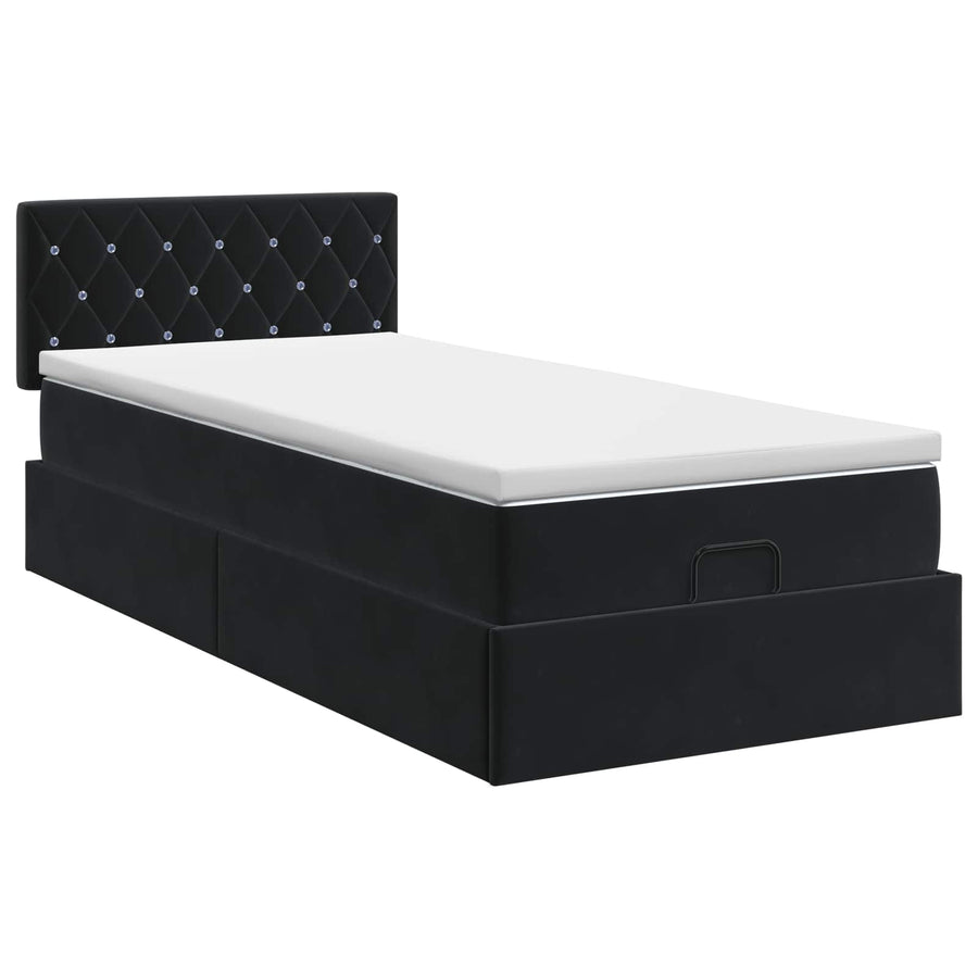 Ottoman bed met matras met hoofdeinde Zwart 80 x 200 cm Fluweel