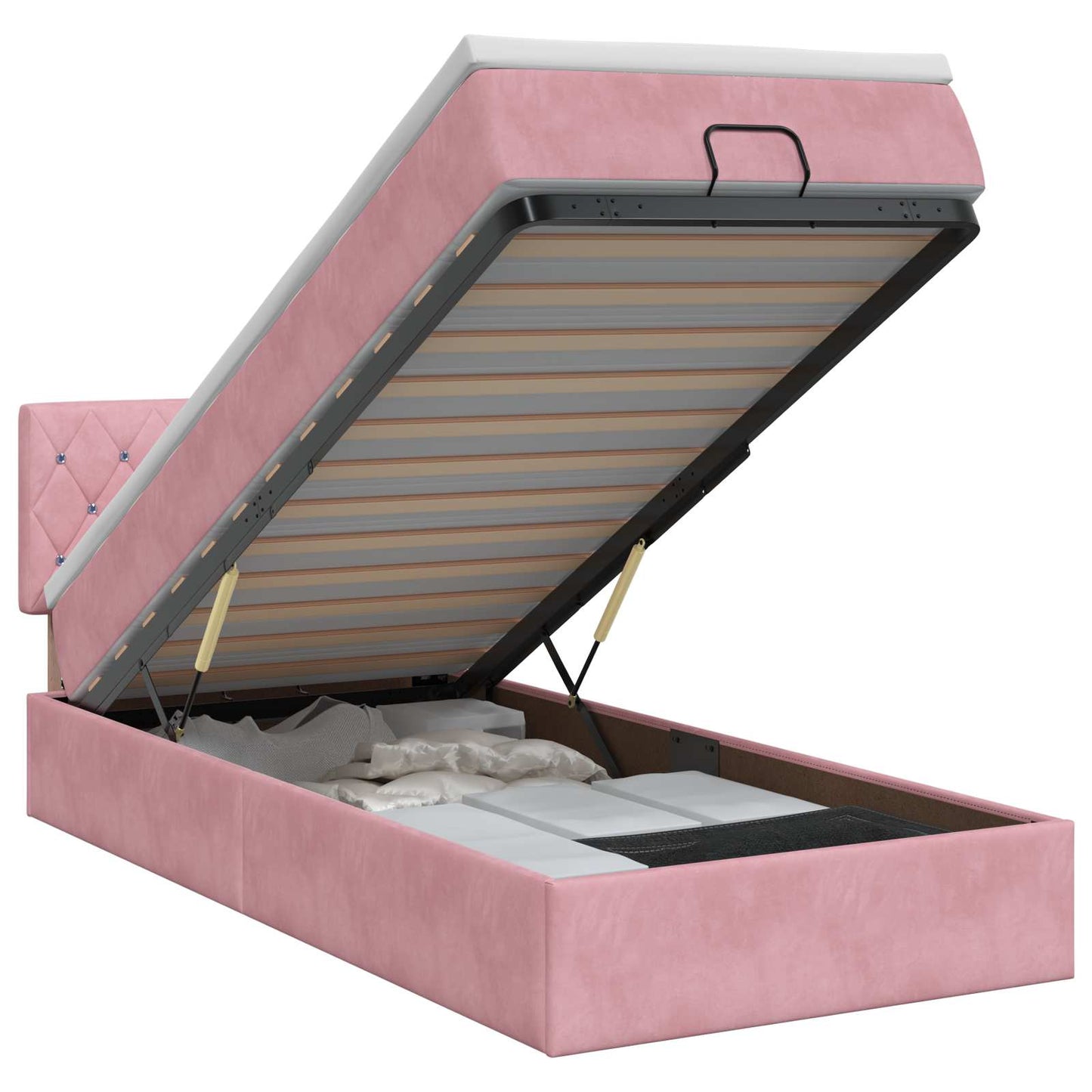 Ottoman bed met matras met hoofdeinde Roze 80 x 200 cm Fluweel