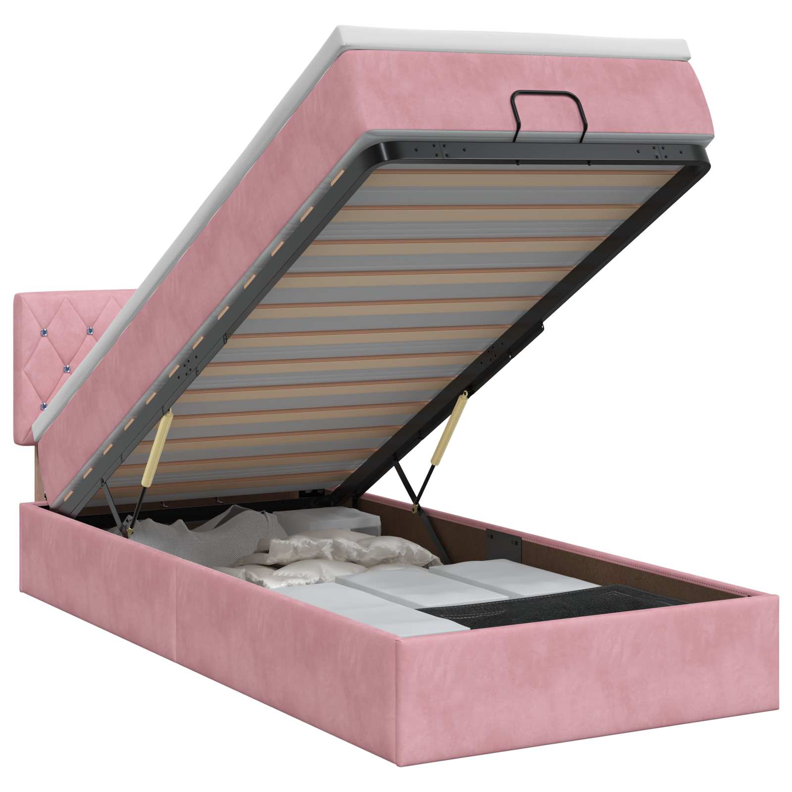 Ottoman bed met matras met hoofdeinde Roze 80 x 200 cm Fluweel
