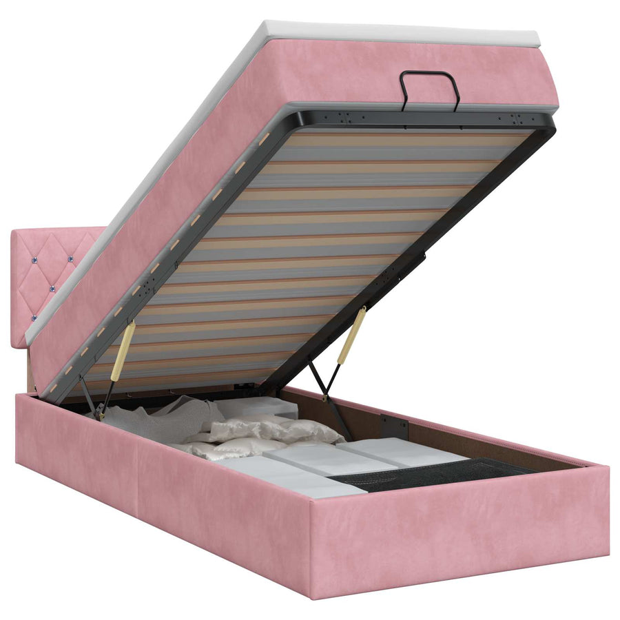 Ottoman bed met matras met hoofdeinde Roze 80 x 200 cm Fluweel