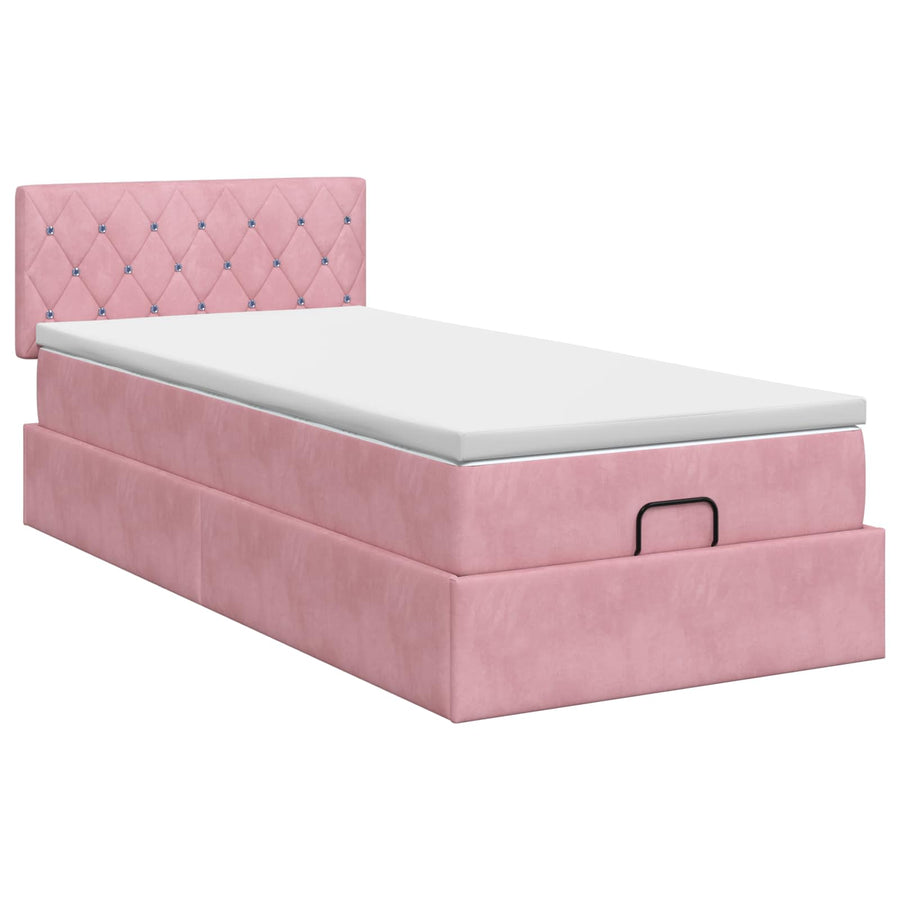 Ottoman bed met matras met hoofdeinde Roze 80 x 200 cm Fluweel
