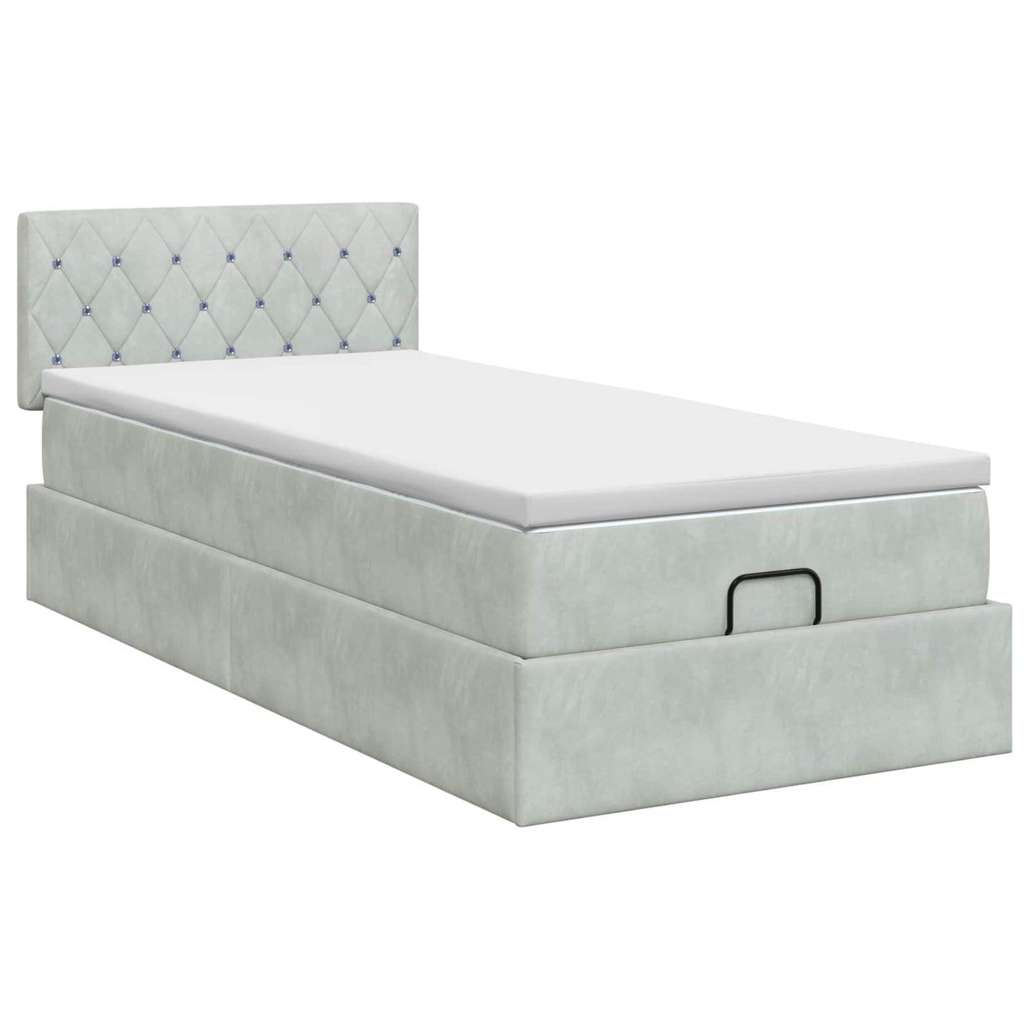 Ottoman bed met matras Lichtgrijs 90 x 190 cm Fluweel