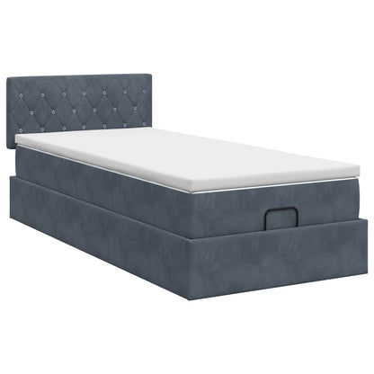 Ottoman bed met matras Donkergrijs 90 x 190 cm Fluweel