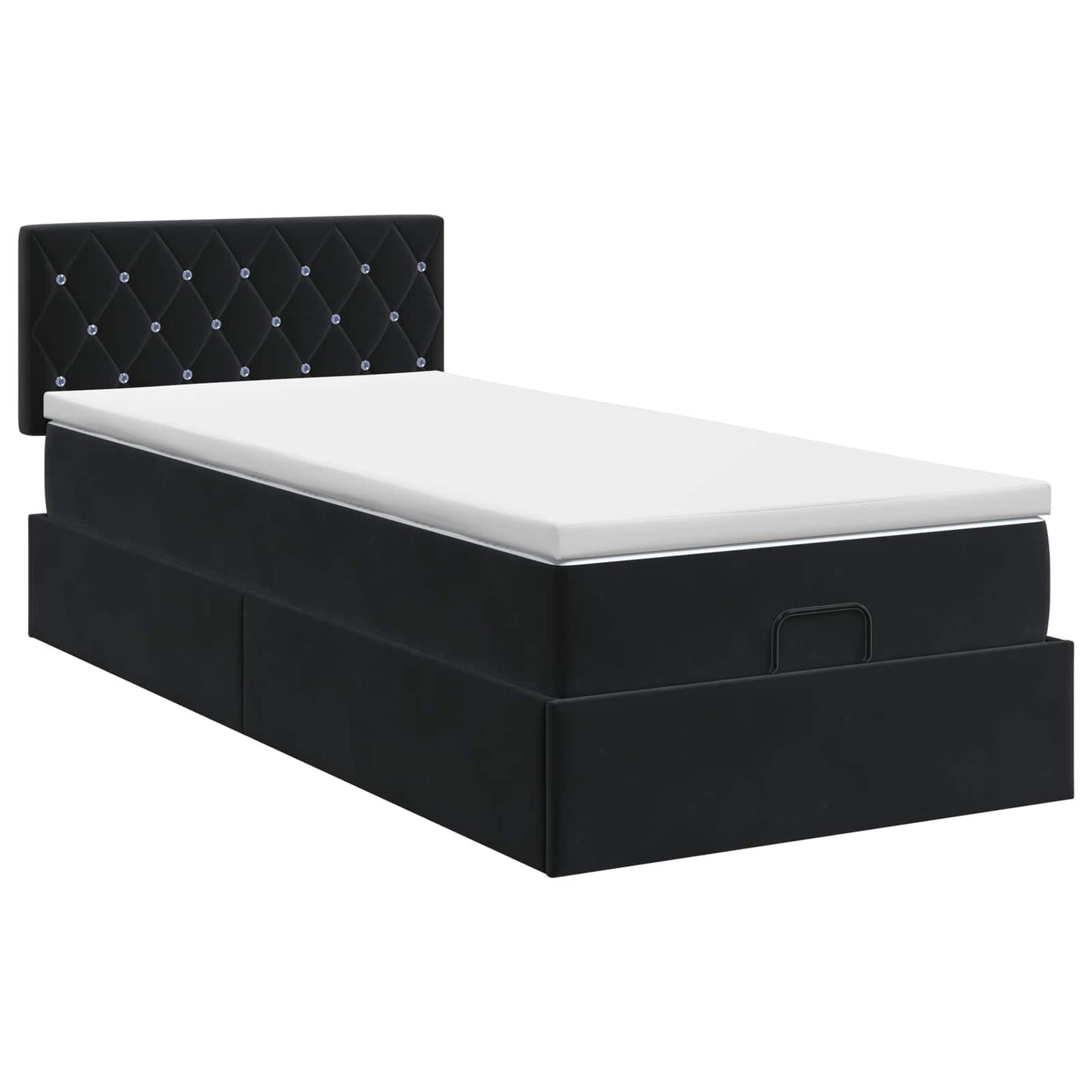 Ottoman bed met matras met hoofdeinde Zwart 90 x 190 cm Fluweel
