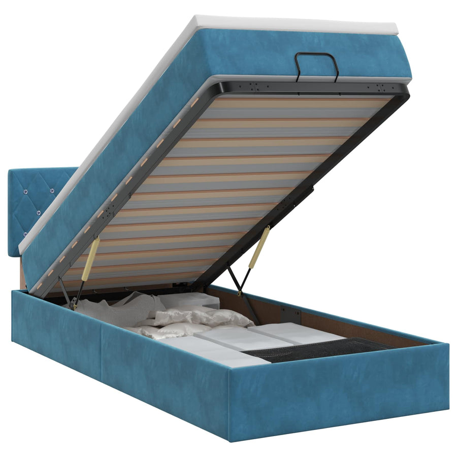 Ottoman bed met matras Donkerblauw 90 x 190 cm Fluweel