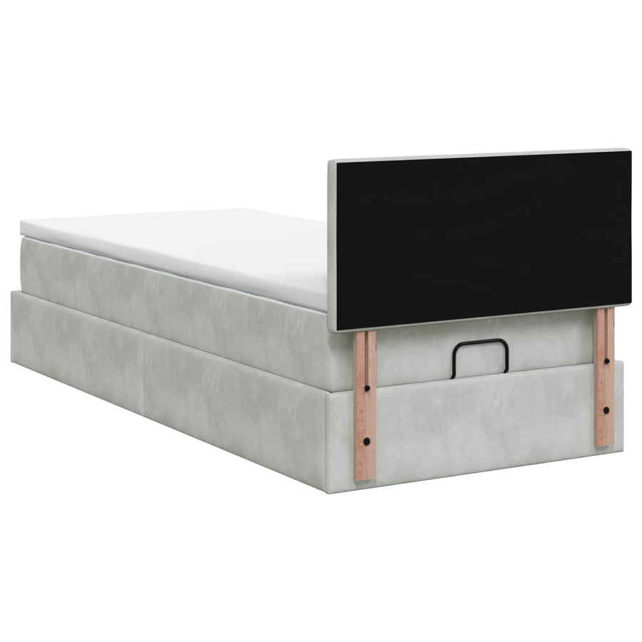Ottoman bed met matras Lichtgrijs 90 x 200 cm Fluweel