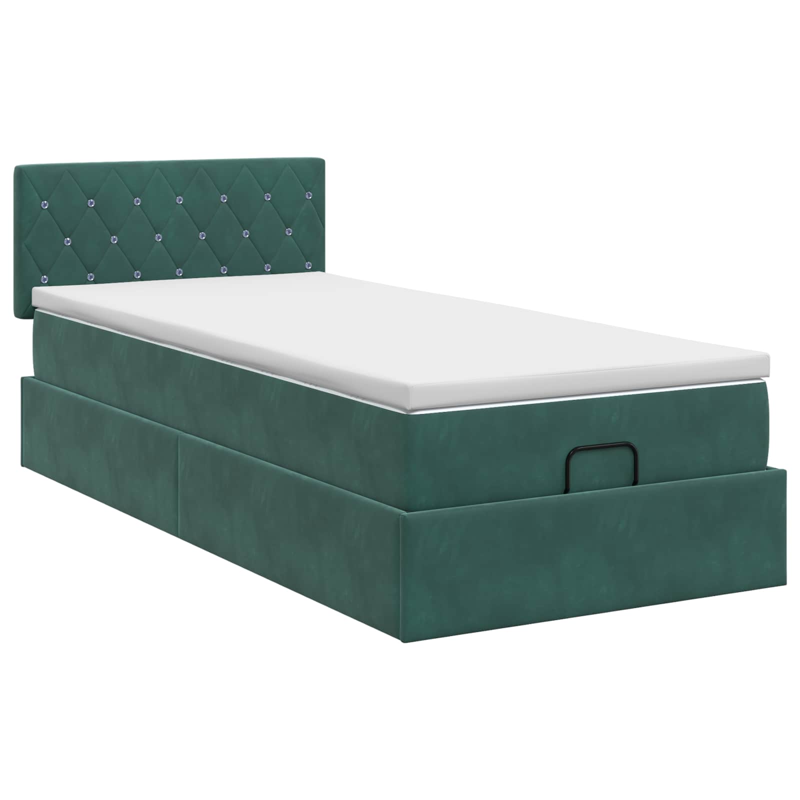 Ottoman bed met matras Donkergroen 90 x 200 cm Fluweel