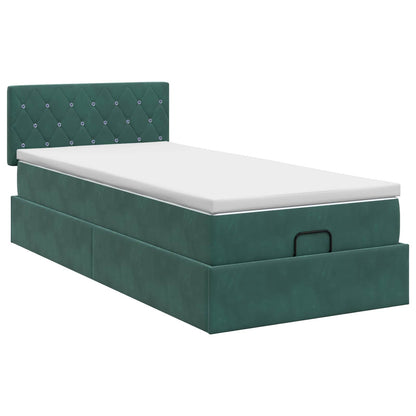 Ottoman bed met matras Donkergroen 90 x 200 cm Fluweel