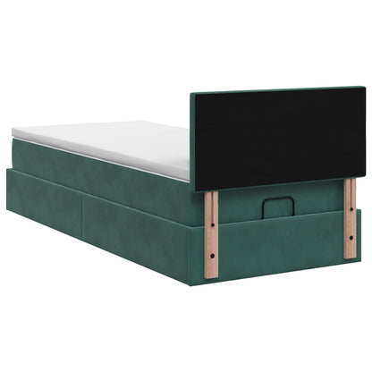 Ottoman bed met matras Donkergroen 90 x 200 cm Fluweel
