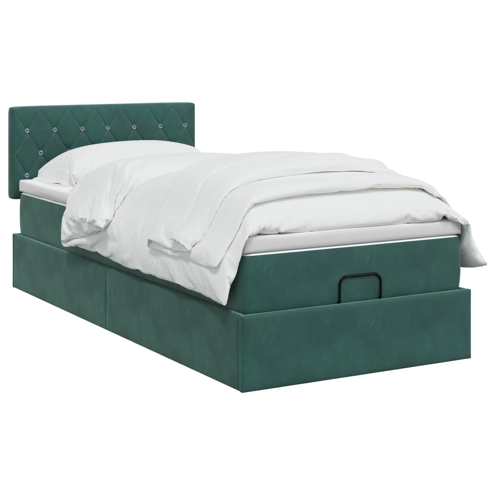 Ottoman bed met matras Donkergroen 90 x 200 cm Fluweel