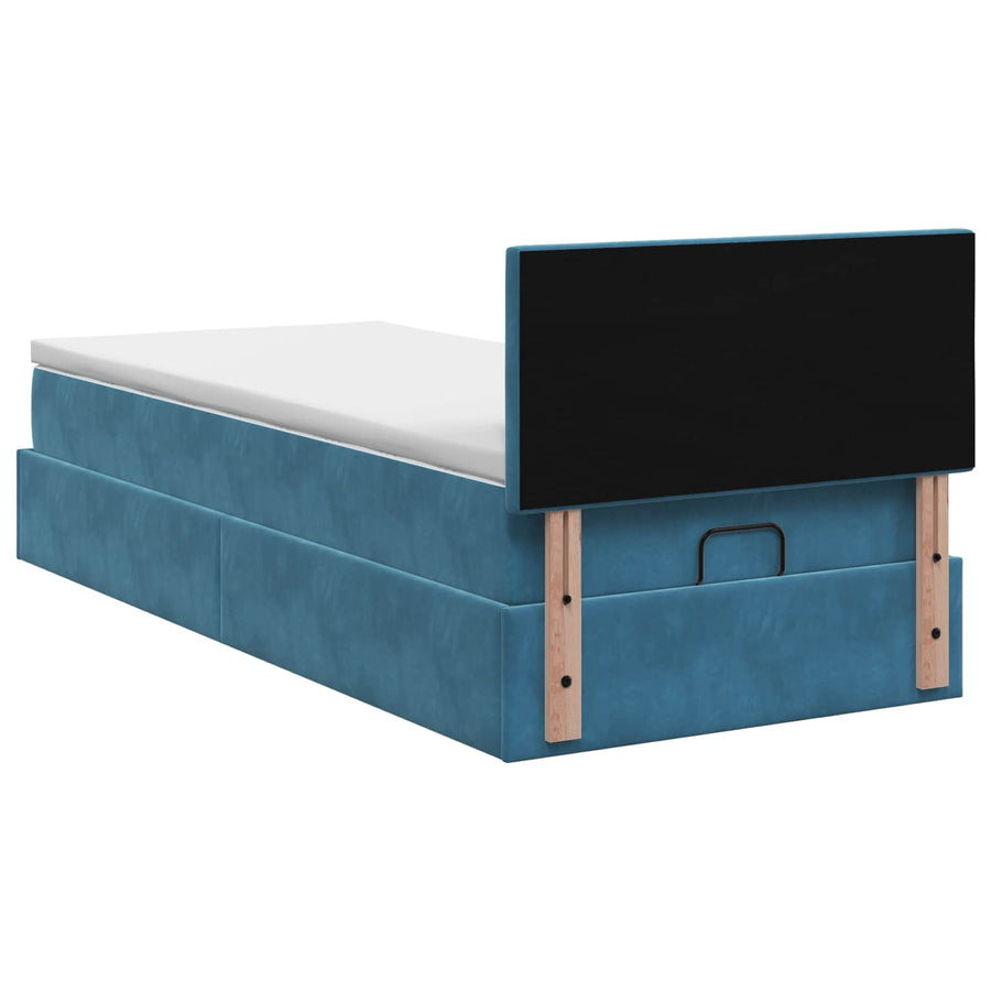 Ottoman bed met matras Donkerblauw 90 x 200 cm Fluweel