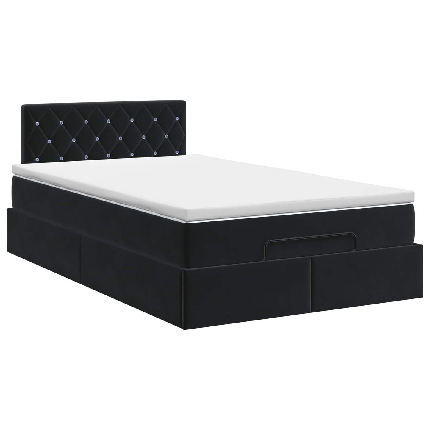 Ottoman bed met matras Zwart 120 x 190 cm Fluweel