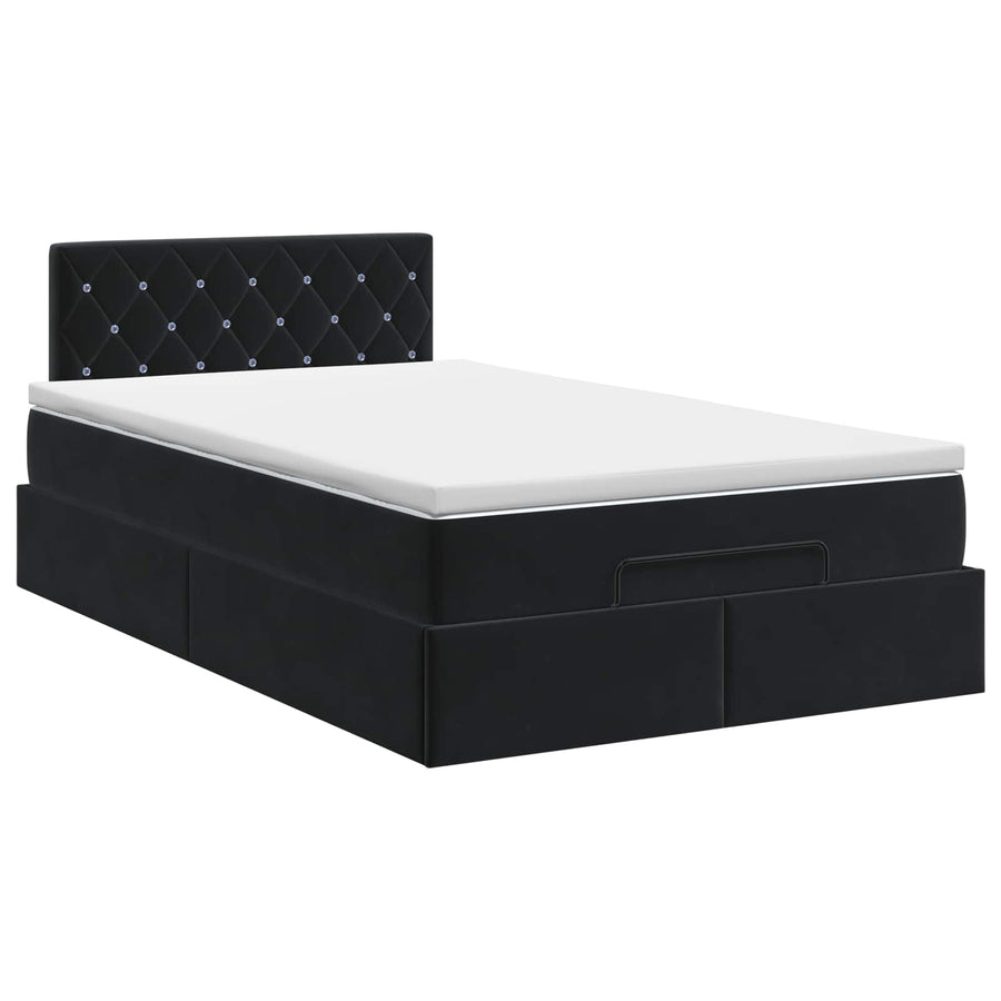 Ottoman bed met matras Zwart 120 x 190 cm Fluweel