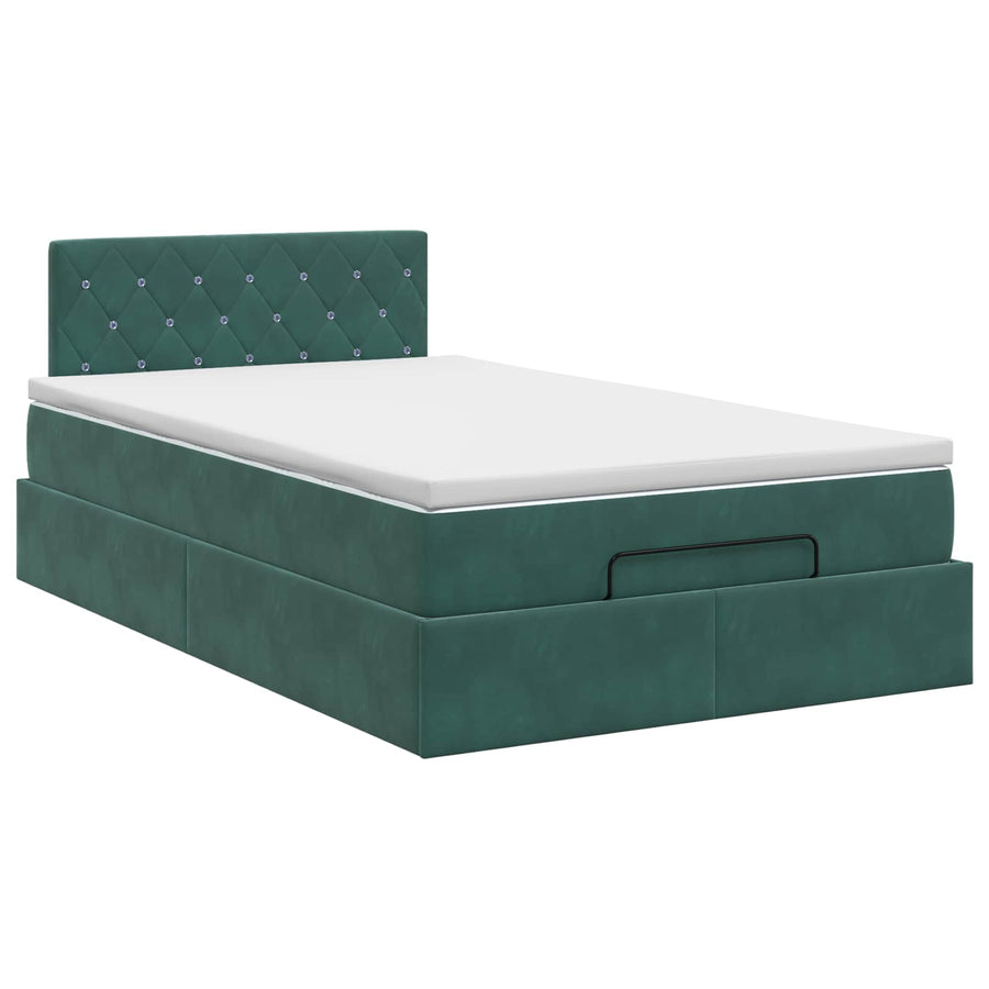 Ottoman bed met matras Donkergroen 120 x 190 cm Fluweel
