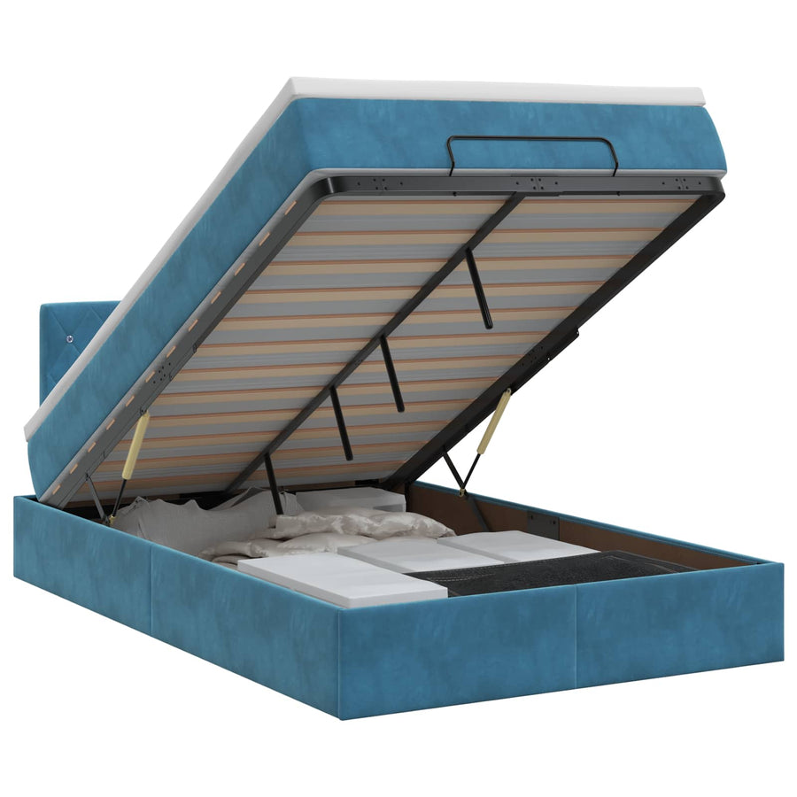 Ottoman bed met matras Donkerblauw 120 x 190 cm Fluweel