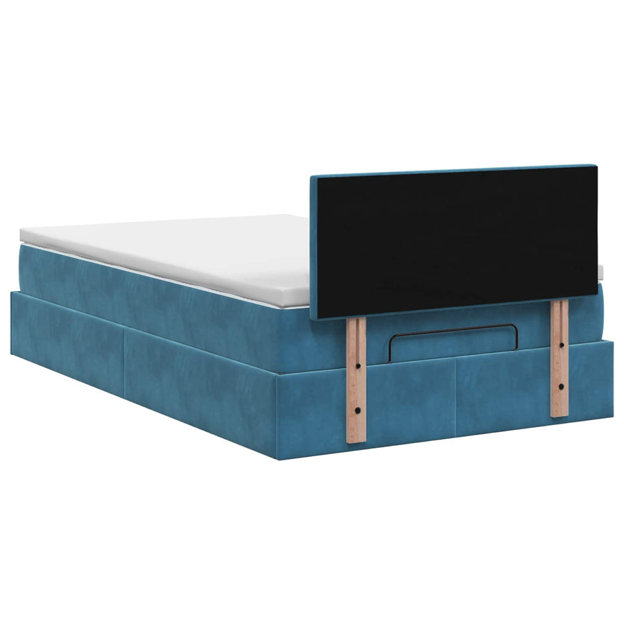 Ottoman bed met matras Donkerblauw 120 x 190 cm Fluweel