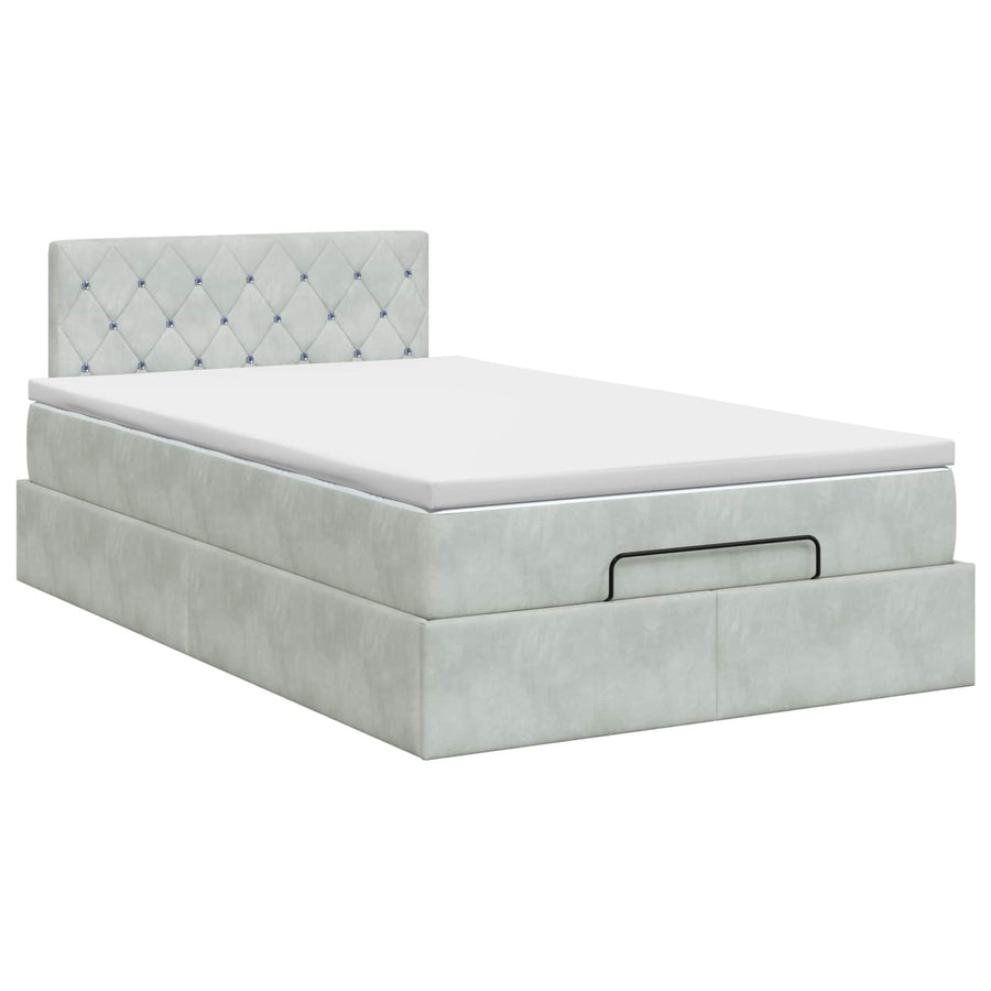 Ottoman bed met matras Lichtgrijs 120 x 200 cm Fluweel