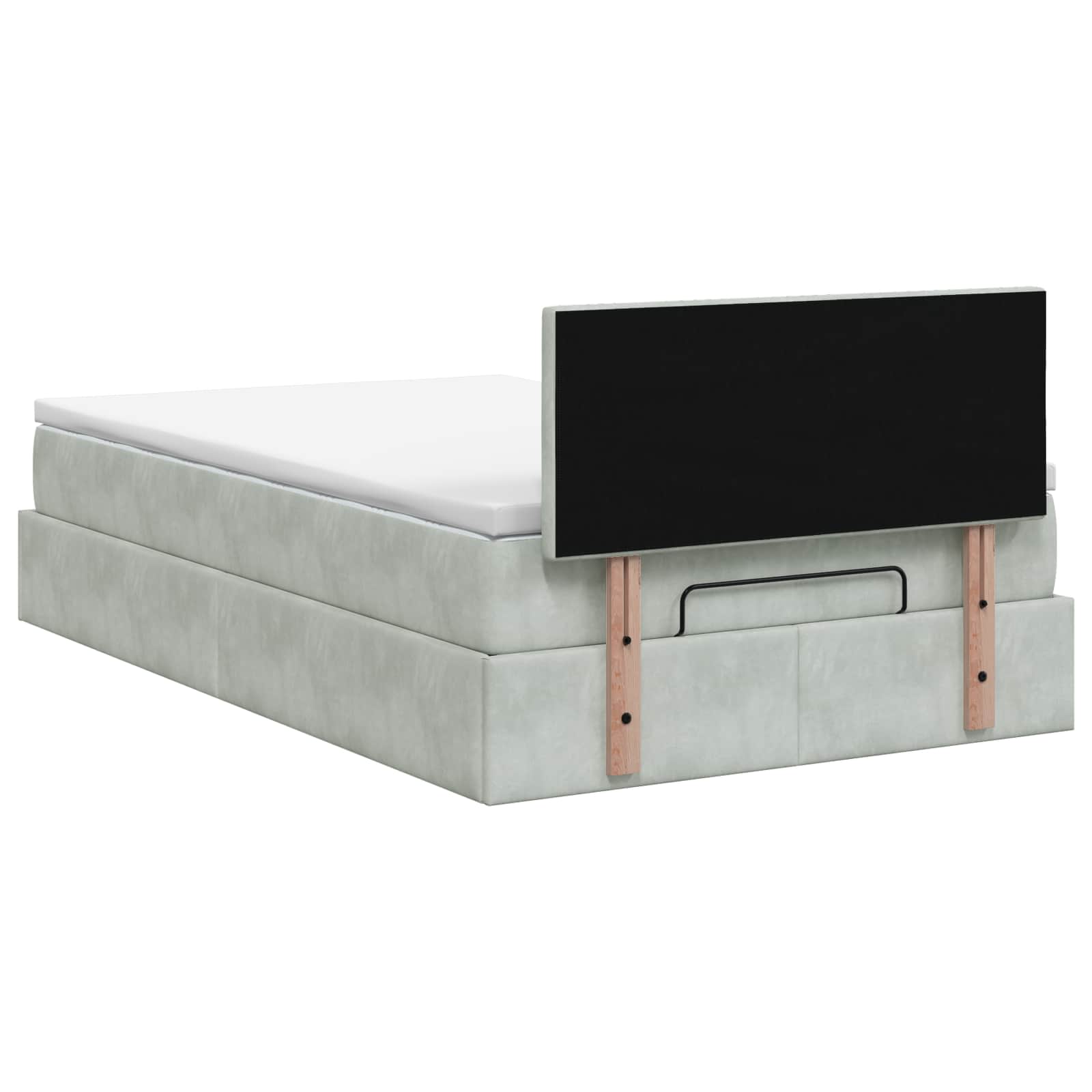 Ottoman bed met matras Lichtgrijs 120 x 200 cm Fluweel