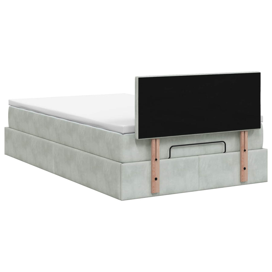 Ottoman bed met matras Lichtgrijs 120 x 200 cm Fluweel