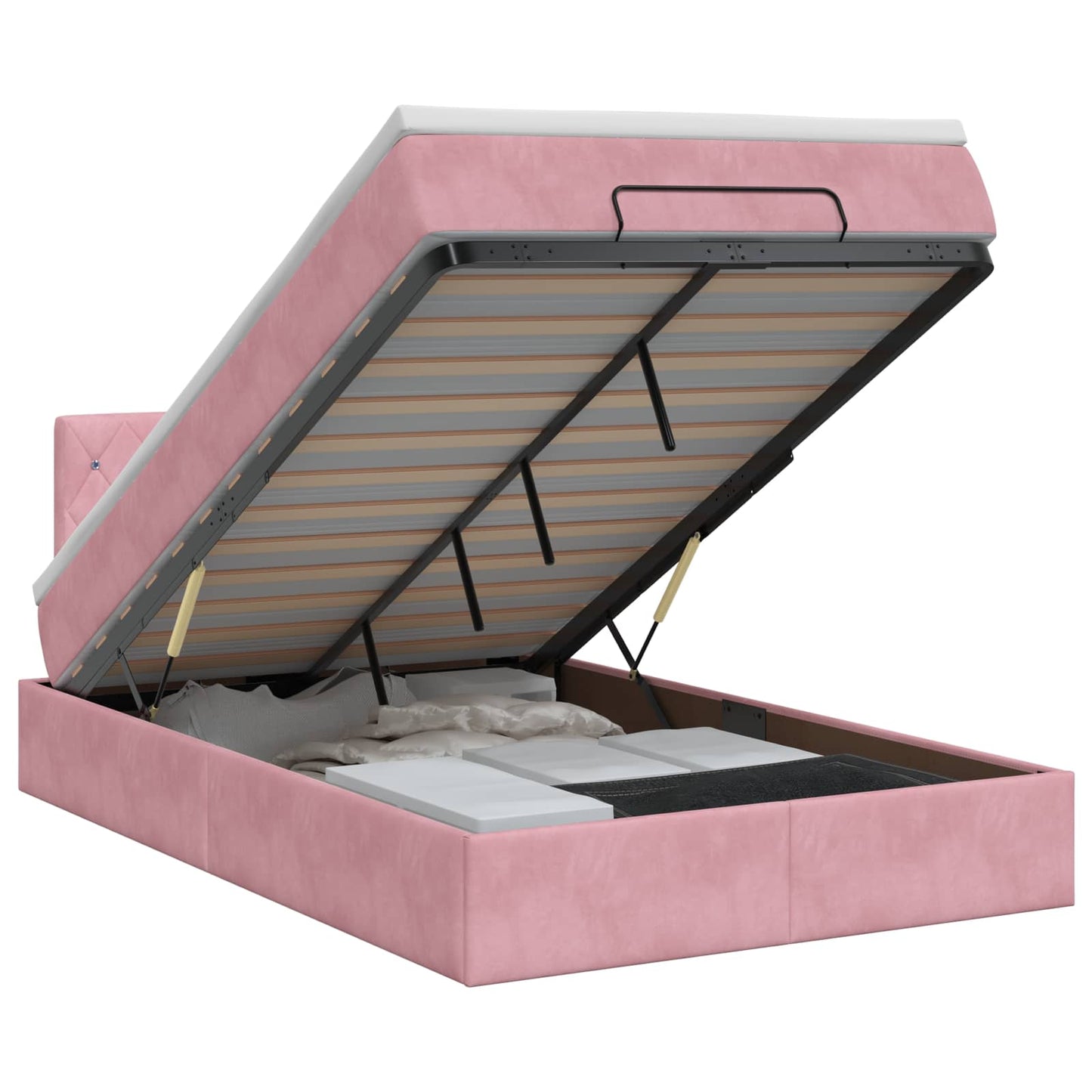 Ottoman bed met matras met hoofdeinde Roze 120 x 200 cm Fluweel