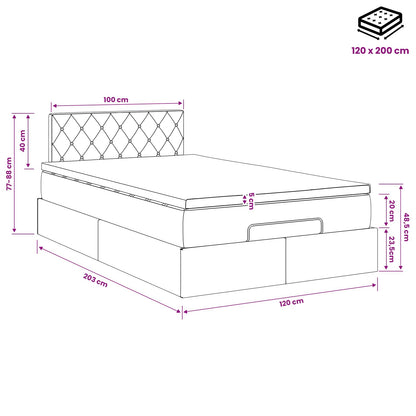 Ottoman bed met matras met hoofdeinde Roze 120 x 200 cm Fluweel
