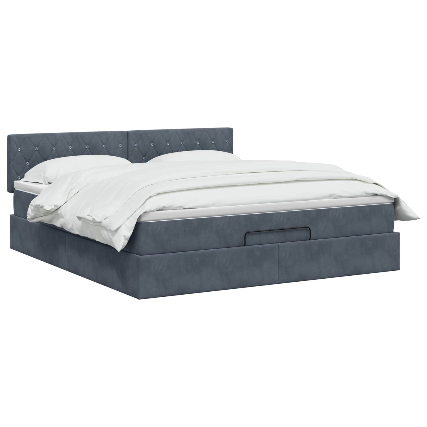 Ottoman bed met matras Donkergrijs 140 x 190 cm Fluweel