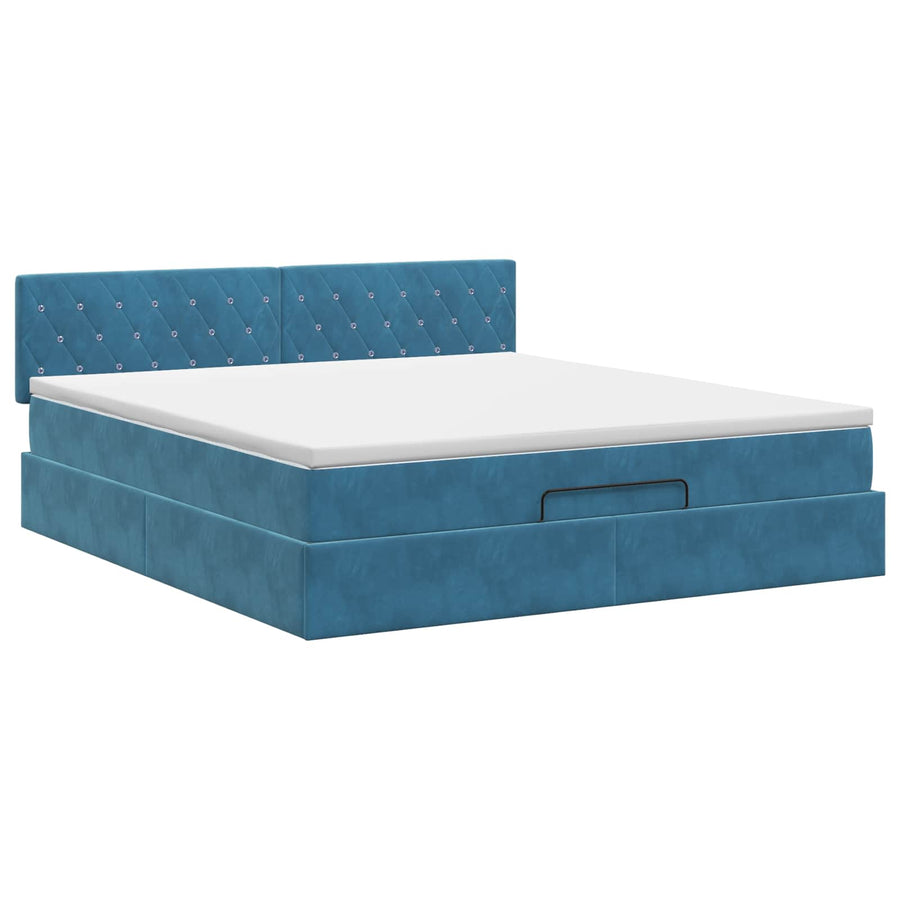 Ottoman bed met matras Donkerblauw 140 x 190 cm Fluweel