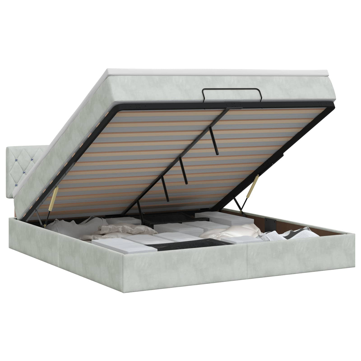 Ottoman bed met matras Lichtgrijs 140 x 200 cm Fluweel