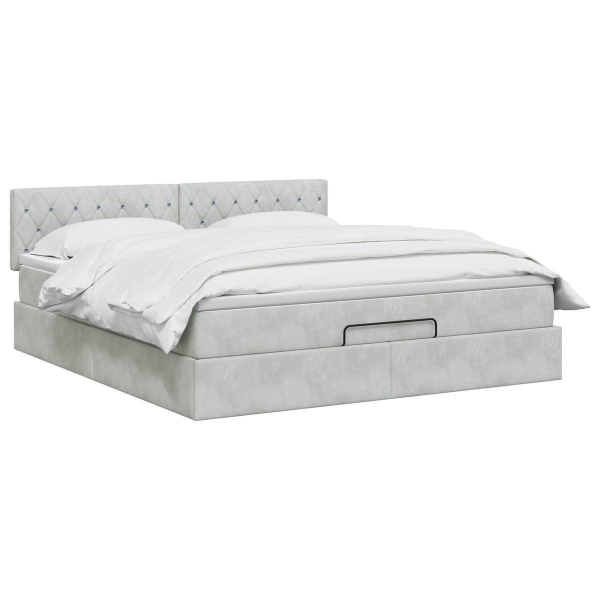 Ottoman bed met matras Lichtgrijs 140 x 200 cm Fluweel