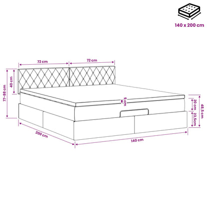 Ottoman bed met matras Zwart 140 x 200 cm Fluweel