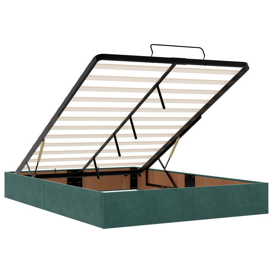 Ottoman bed met matras Donkergroen 140 x 200 cm Fluweel