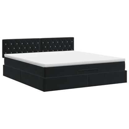 Ottoman bed met matras Zwart 160 x 200 cm Fluweel