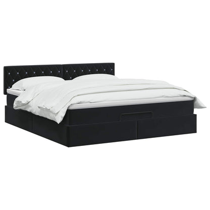 Ottoman bed met matras Zwart 160 x 200 cm Fluweel