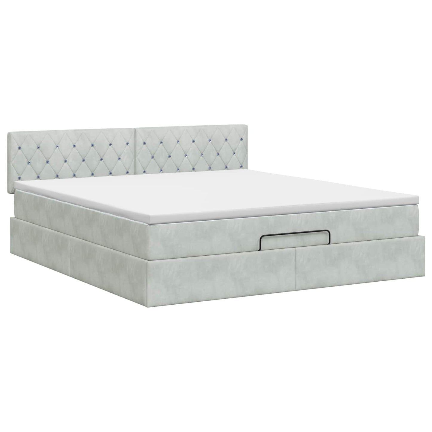Ottoman bed met matras Lichtgrijs 180 x 200 cm Fluweel