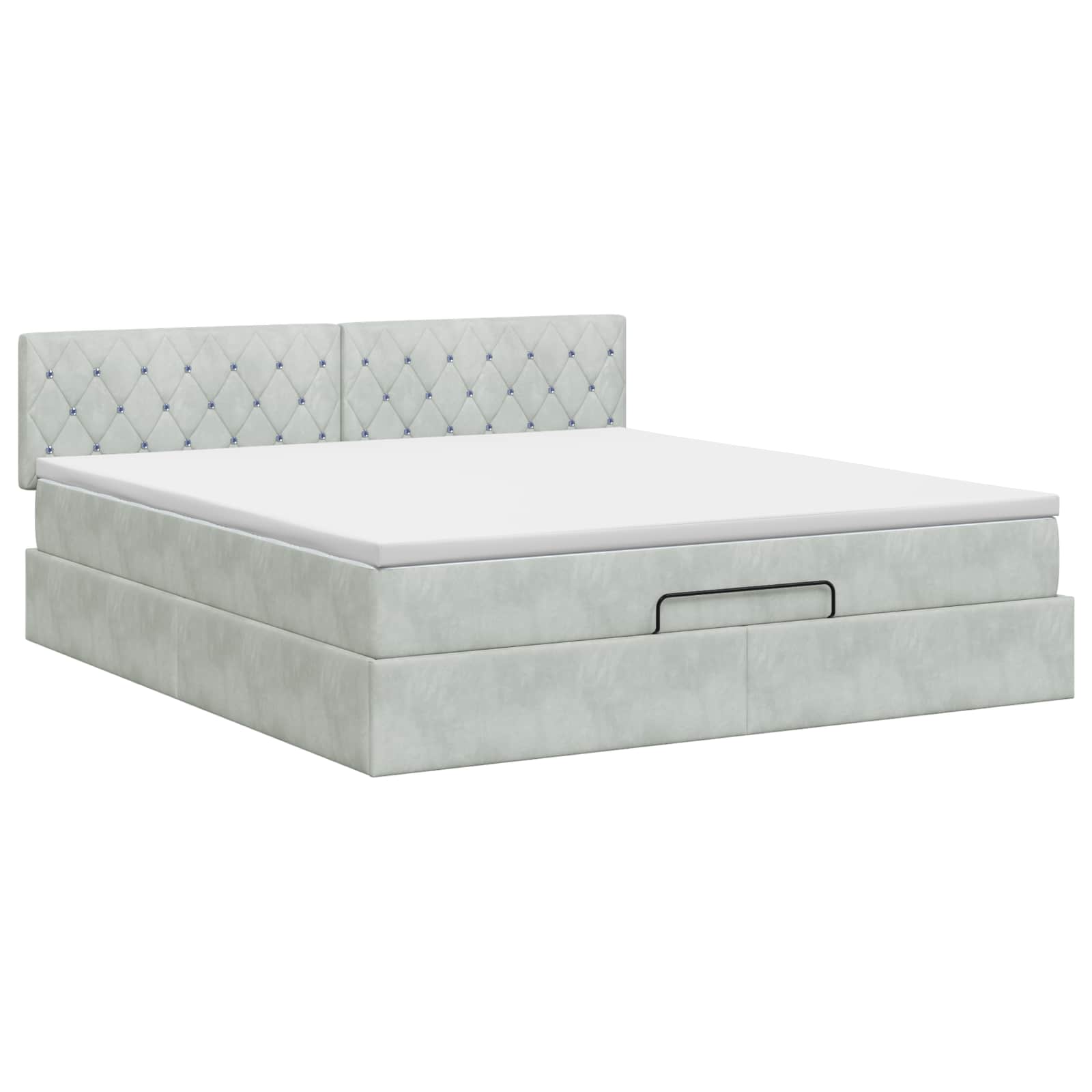 Ottoman bed met matras Lichtgrijs 180 x 200 cm Fluweel
