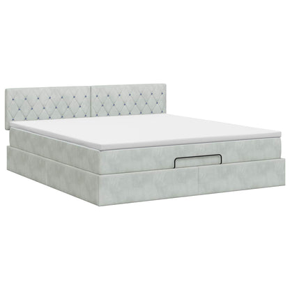 Ottoman bed met matras Lichtgrijs 180 x 200 cm Fluweel