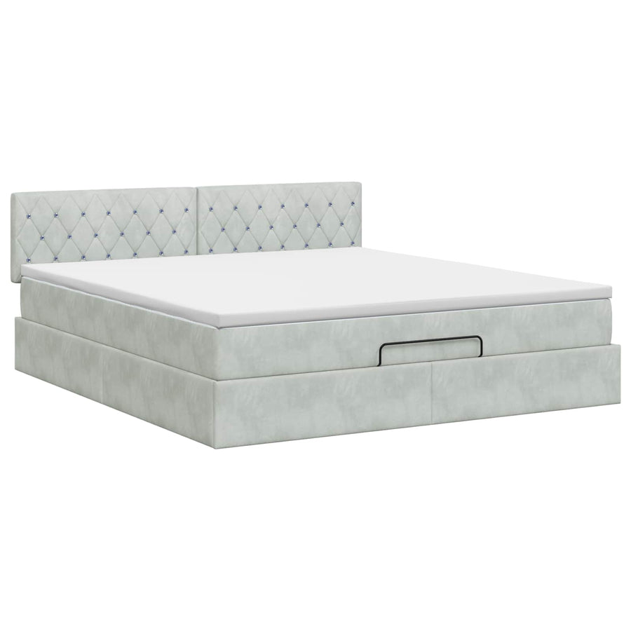 Ottoman bed met matras Lichtgrijs 180 x 200 cm Fluweel