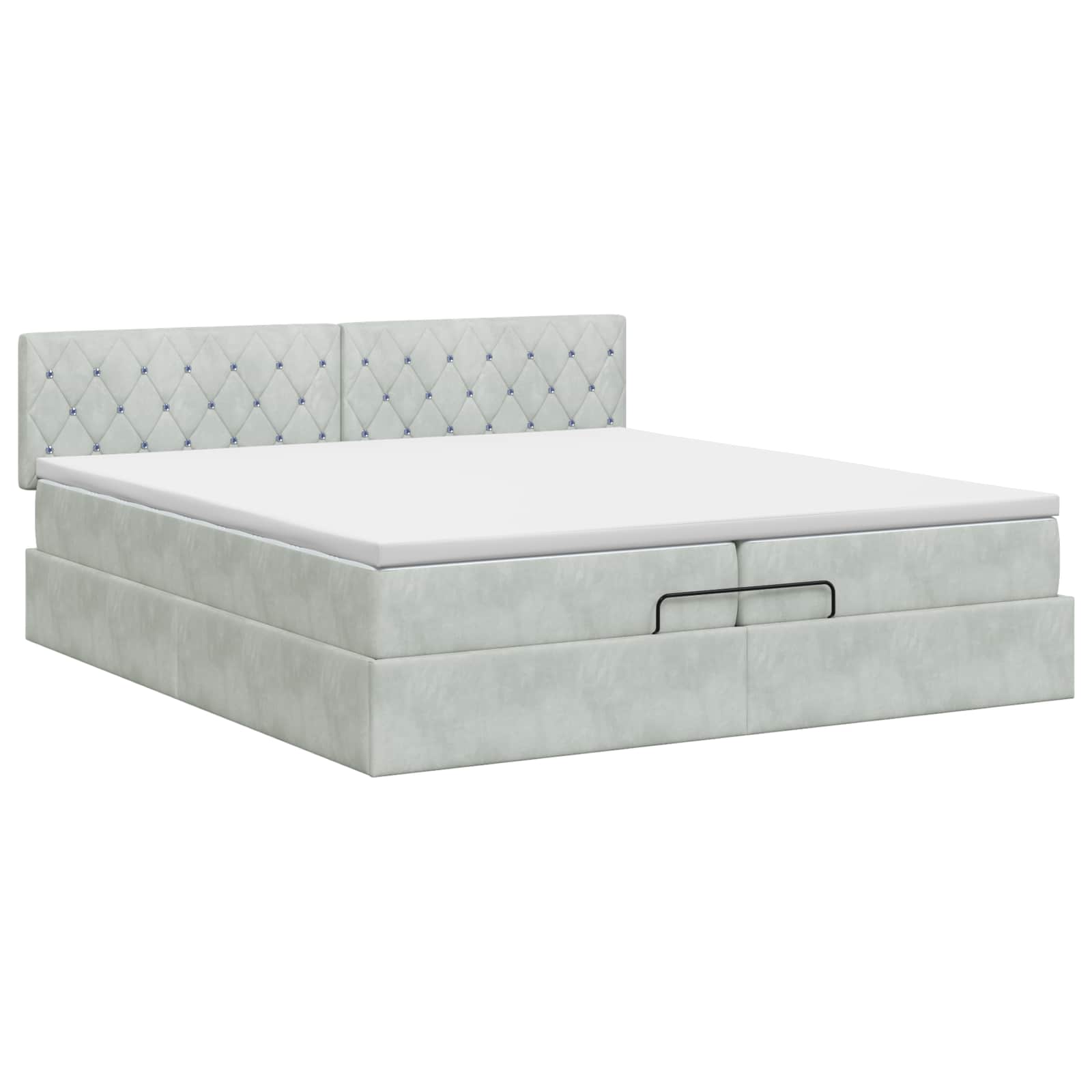 Ottoman bed met matras Lichtgrijs 200 x 200 cm Fluweel