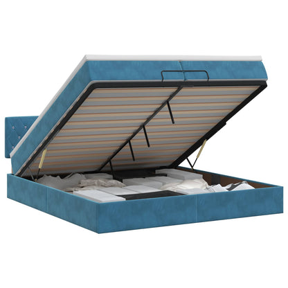 Ottoman bed met matras Donkerblauw 200 x 200 cm Fluweel
