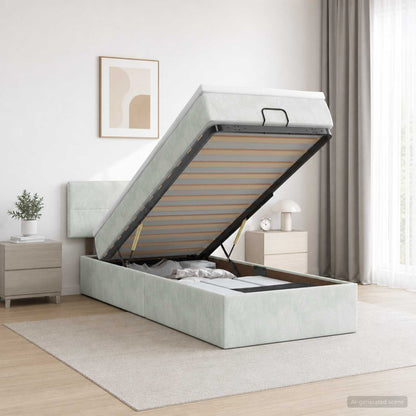 Ottoman Bed met Matrassen en LED Lichtgrijs 80 x 200 cm fluweel