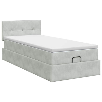 Ottoman bed met matras Lichtgrijs 80 x 200 cm Fluweel